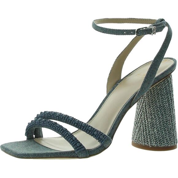 Sam Edelman Shoes - Sam Edelman Womens Kia Denim Beaded Ankle Strap Heels Shoes NWT